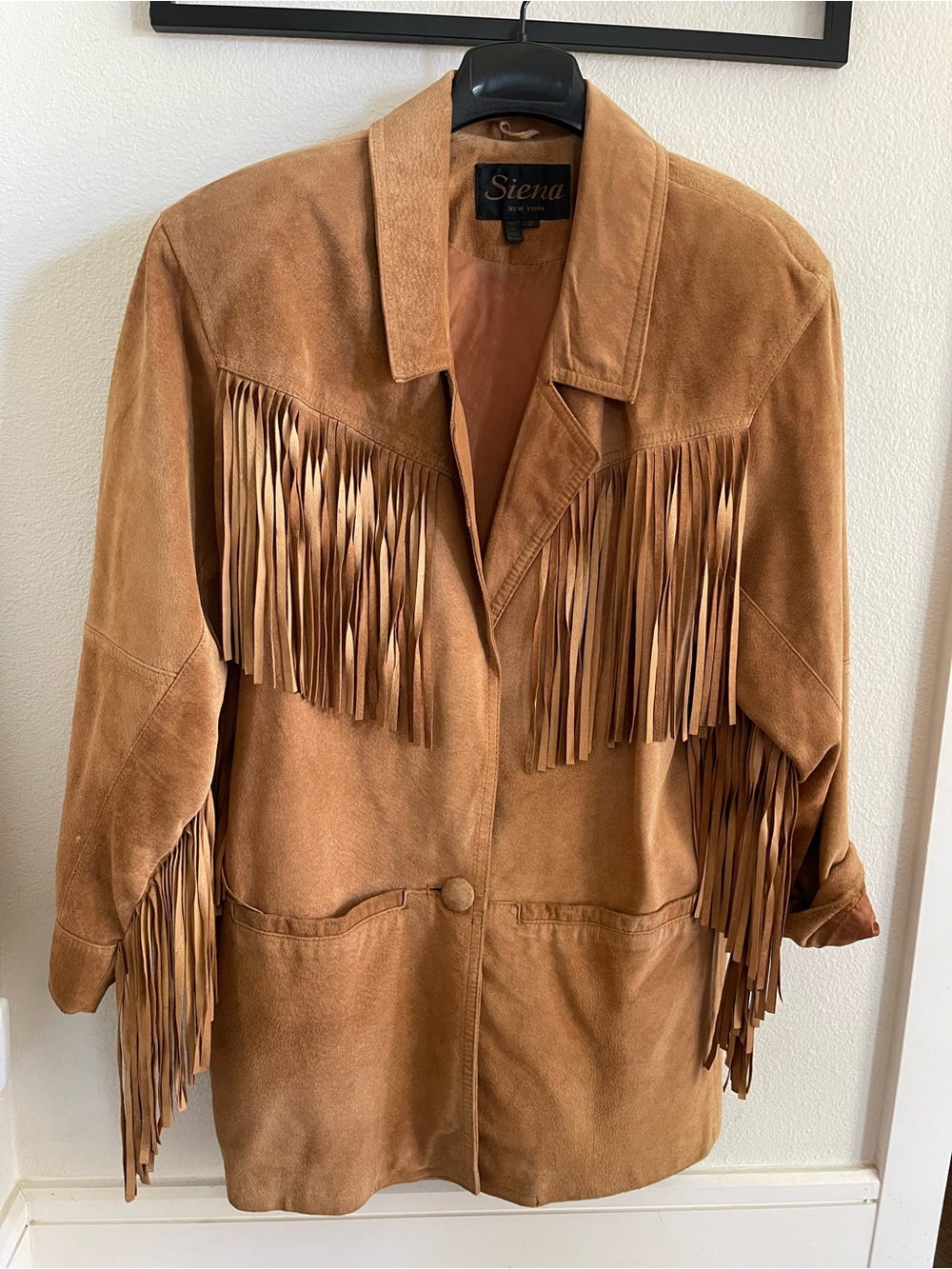 Vintage Siena Studio Brown Suede Fringe Jacket